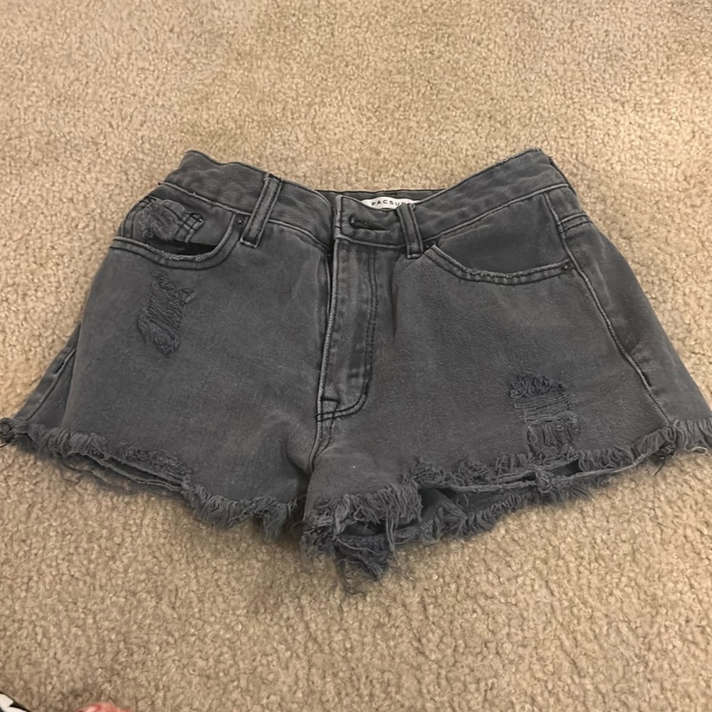 Pacsun black high-rise festival ripped jean shorts